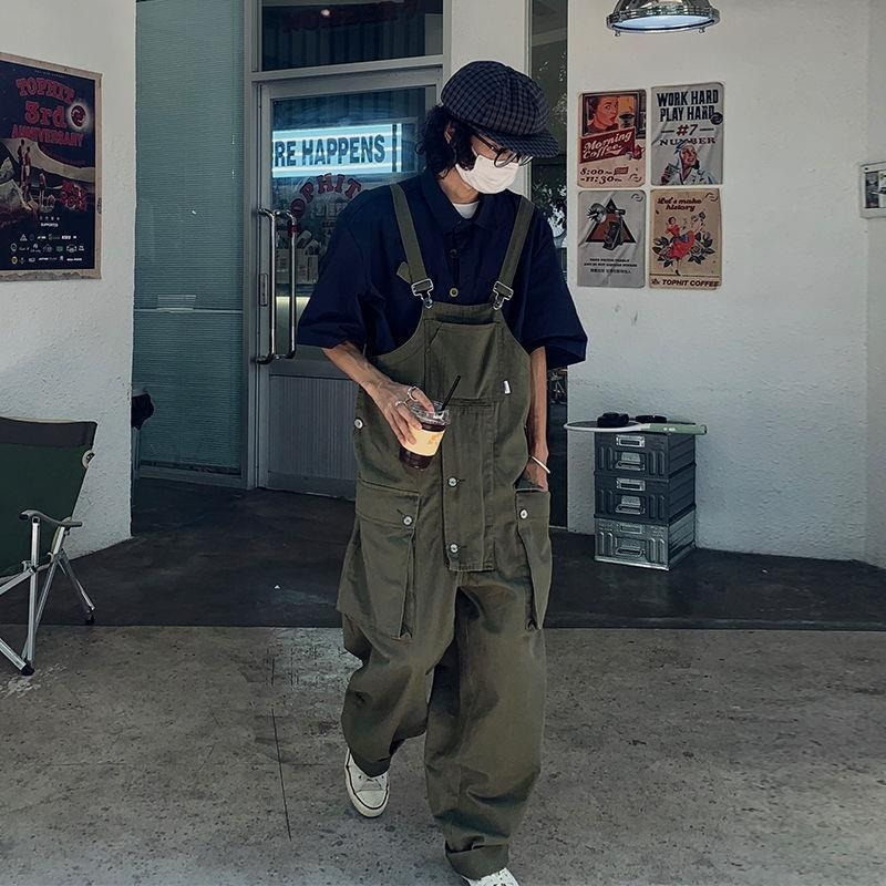 Men Pants Retro Designer Overalls Workwear Sling Korean Loose Wide Leg Jumpsuit Streetwear Solid Color Clothing 230313, Blue
Men Pants Retro Designer Overalls Workwear Sling Korean Loose Wide Leg Jumpsuit Streetwear Solid Color Clothing 230313, Blue