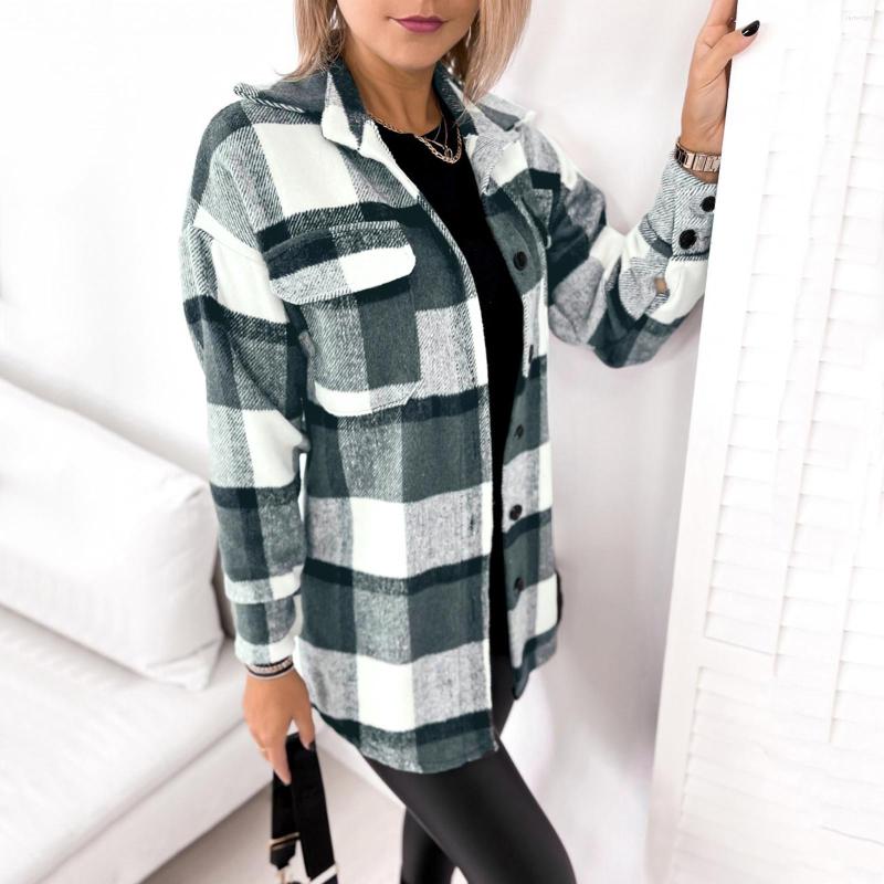 Women's Jackets Women's Casual Lattice Printed Buttons Long Sleeve Loose Blouse Shirt Jacket With Pocket Fashion Winter Outwear, Blue
Women's Jackets Women's Casual Lattice Printed Buttons Long Sleeve Loose Blouse Shirt Jacket With Pocket Fashion Winter Outwear, Blue