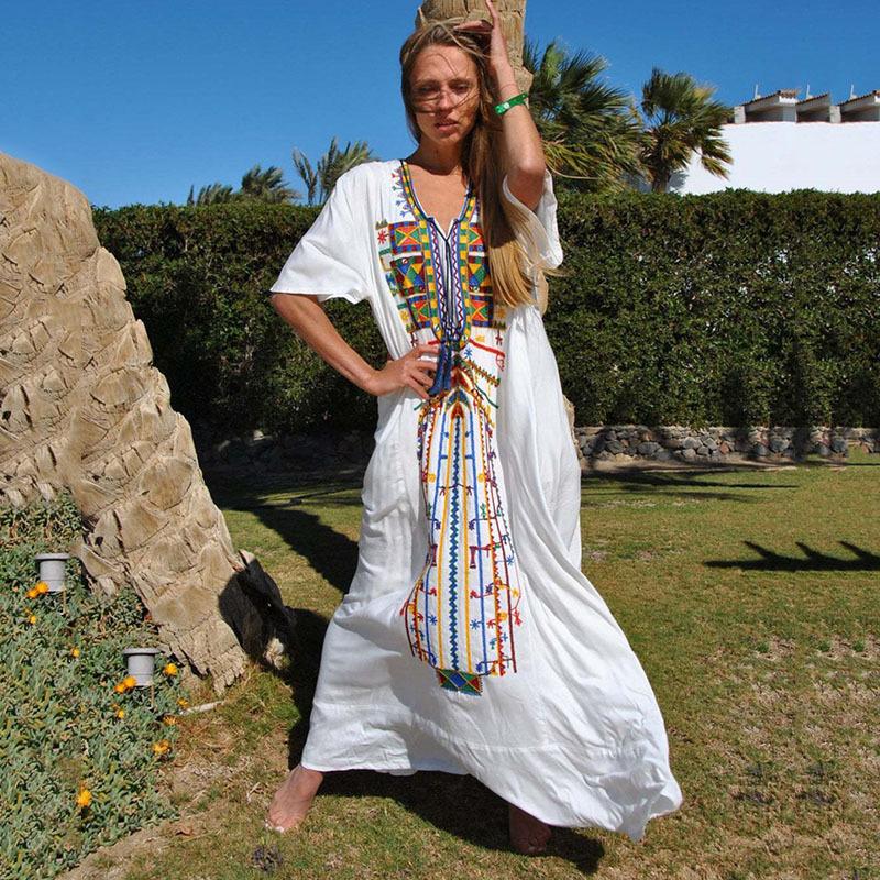 Women's Swimwear Floral Embroidered Cotton Long Blouse Women Short Sleeve V-neck Vintage Casual Hippie Boho Dress Bikini Cover UpWomen's, White
Women's Swimwear Floral Embroidered Cotton Long Blouse Women Short Sleeve V-neck Vintage Casual Hippie Boho Dress Bikini Cover UpWomen's, White