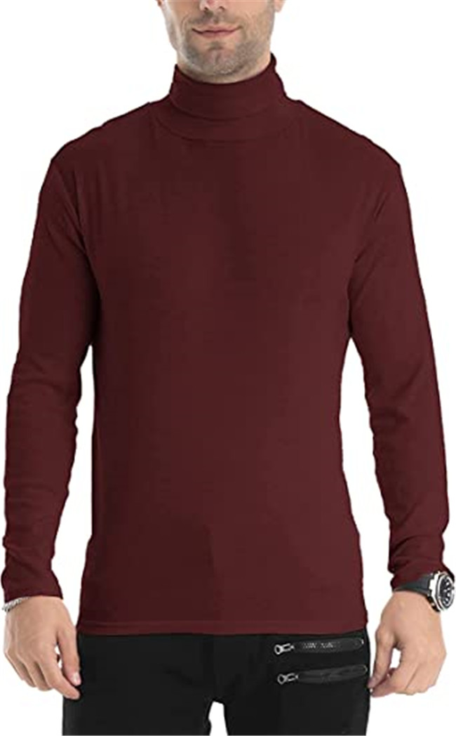 Mens T-Shirts Slim Fit Lightweight Tee Long Sleeve Pullover Top Turtleneck Polos