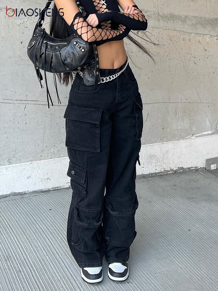 Womens Jeans Women High Waist Baggy Flap Pocket Relaxed Fit Straight Wide Leg Y2K Pants Fashion Cargo Casual Slim Loose Trousers 230313, Black
Womens Jeans Women High Waist Baggy Flap Pocket Relaxed Fit Straight Wide Leg Y2K Pants Fashion Cargo Casual Slim Loose Trousers 230313, Black