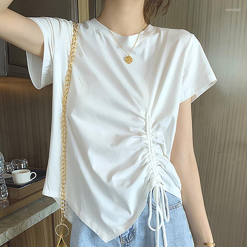 Women's T Shirts T-shirt Women's Irregular Drawstring 2023 Summer Cotton Casual Round Neck Loose Design Girly Top Short Sleeves, White
Women's T Shirts T-shirt Women's Irregular Drawstring 2023 Summer Cotton Casual Round Neck Loose Design Girly Top Short Sleeves, White