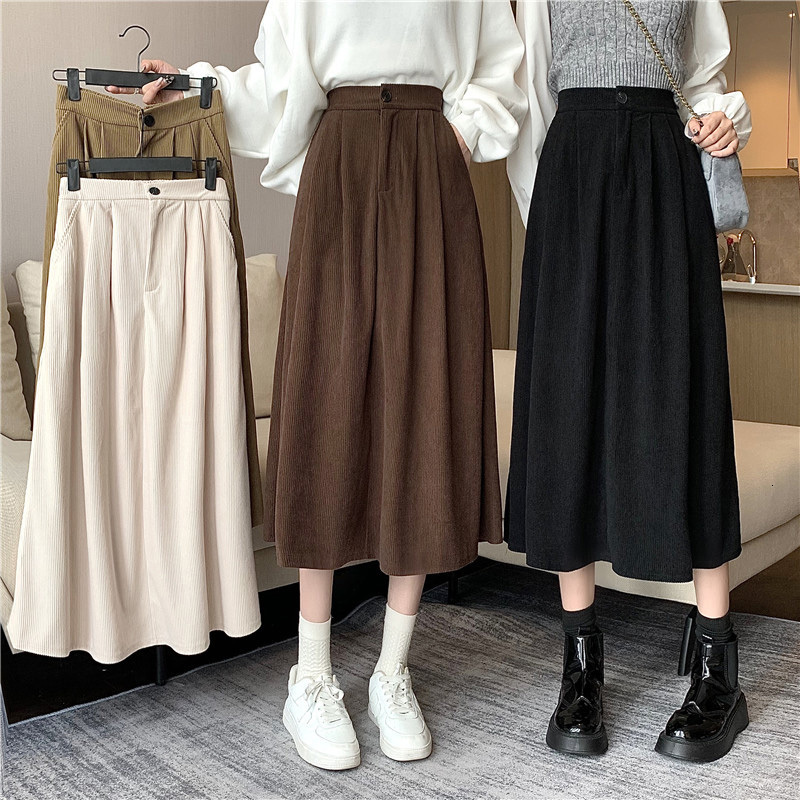 Skirts Vintage Corduroy Pleated Skirt Womens Thick Autumn Winter Skirt Korean Fashion High Waist Velvet Midi Long A-Line Skirt Female 230313, Beige
Skirts Vintage Corduroy Pleated Skirt Womens Thick Autumn Winter Skirt Korean Fashion High Waist Velvet Midi Long A-Line Skirt Female 230313, Beige