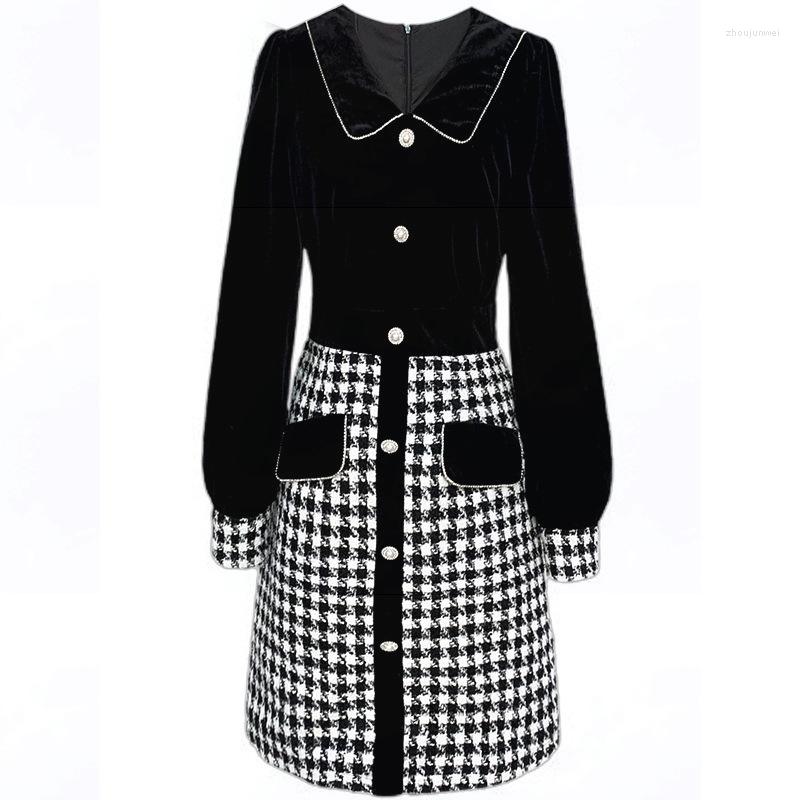 Casual Dresses Spring Autumn Women Lattice Splicing Long Sleeve Fake Two-piece Dress Elegant Ladies Office Mid Vestidos, Black
Casual Dresses Spring Autumn Women Lattice Splicing Long Sleeve Fake Two-piece Dress Elegant Ladies Office Mid Vestidos, Black
