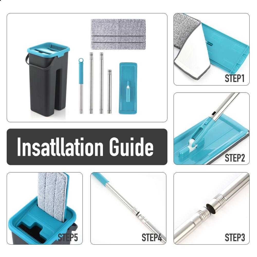 New New Flat Squeeze And Bucket Hand Free Wringing Cleaning Microfiber Mop Pads Wet Or Dry Usage On Hardwood Laminate Tile
