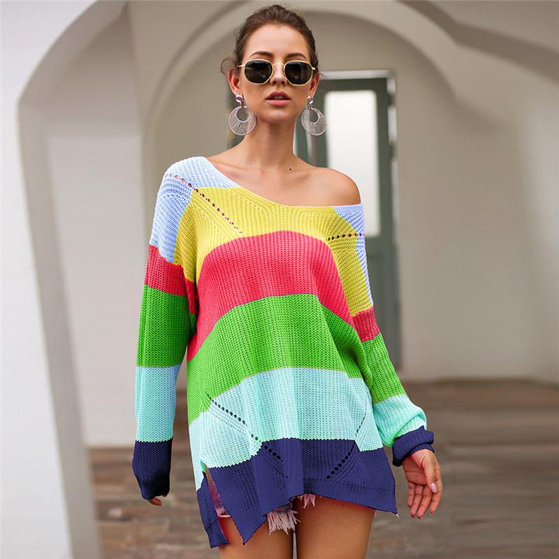 Women' Sweaters ZOGAA Oversize Rainbow Knitted Casual Plus Size Multicolor Autumn Winter 2023 Pullover Striped Female Jumper, Blue sweater
Women' Sweaters ZOGAA Oversize Rainbow Knitted Casual Plus Size Multicolor Autumn Winter 2023 Pullover Striped Female Jumper, Blue sweater