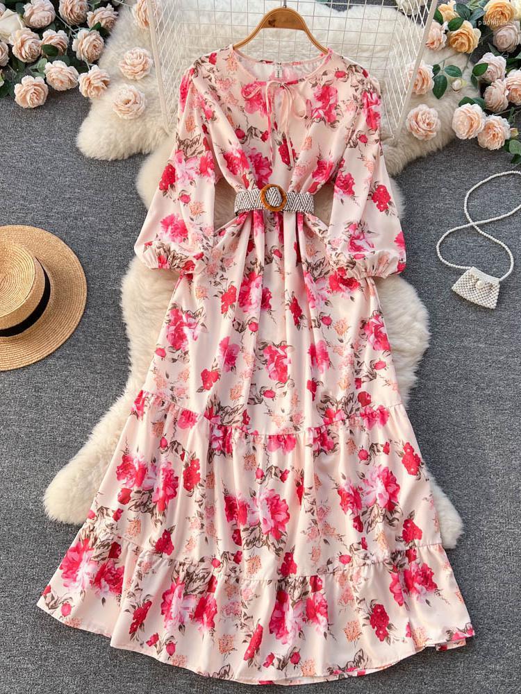 Casual Dresses Spring Maxi Floral Dress Women Long Puff Sleeve Elegant High Waist With Belt Party Night Pleated Lace Up Bow Fairy, Pink
Casual Dresses Spring Maxi Floral Dress Women Long Puff Sleeve Elegant High Waist With Belt Party Night Pleated Lace Up Bow Fairy, Pink
