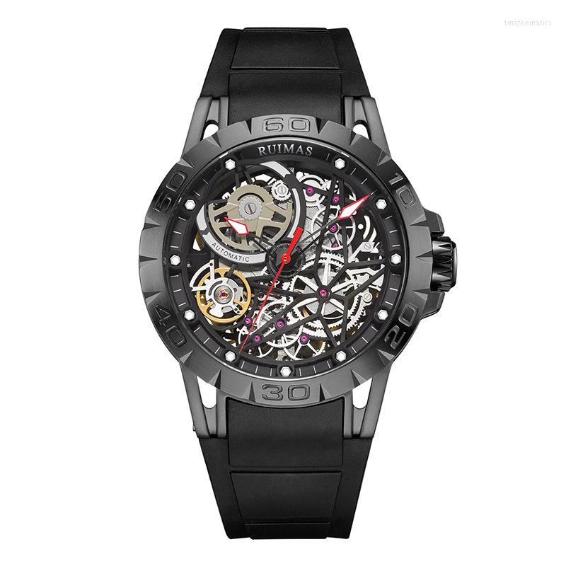 Wristwatches Japan Mechanical RUIMAS Men Automatic Sports Skeleton Wristwatch Sapphire Crystal Silicone Band 50M Waterproof 6778, Black
Wristwatches Japan Mechanical RUIMAS Men Automatic Sports Skeleton Wristwatch Sapphire Crystal Silicone Band 50M Waterproof 6778, Black