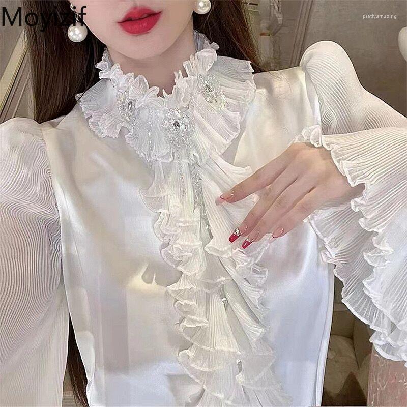 Women' Blouses Moyizif White Shirts Stand Collar Ruffles Tassel Flare Sleeve Solid Korean Fashion Chic Shirt 2023 Spring Female Tops
Women' Blouses Moyizif White Shirts Stand Collar Ruffles Tassel Flare Sleeve Solid Korean Fashion Chic Shirt 2023 Spring Female Tops
