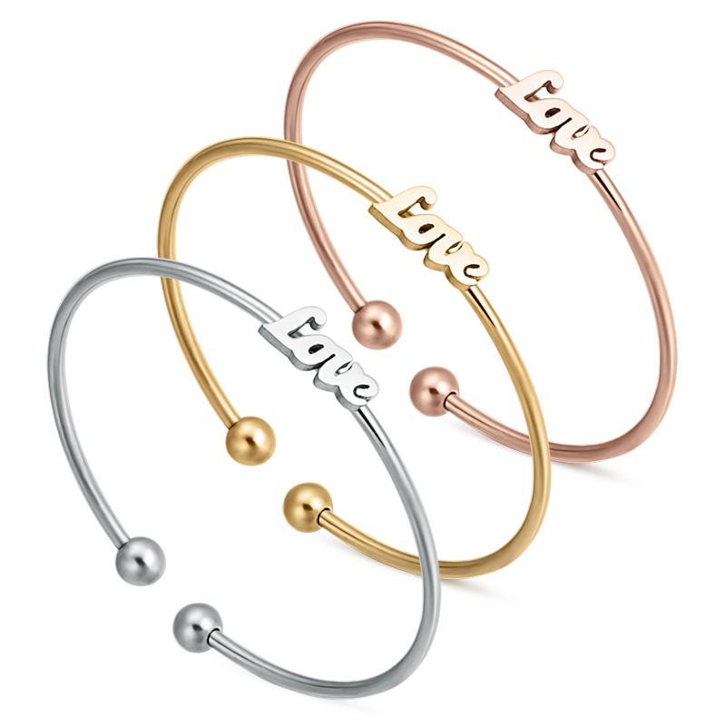 Bangle Silver/Rose/Gold Color Love Letter Design Stainless Steel Open Bangles For Women Adjustable Bracelets Fashion Jewelry Wholesale
Bangle Silver/Rose/Gold Color Love Letter Design Stainless Steel Open Bangles For Women Adjustable Bracelets Fashion Jewelry Wholesale