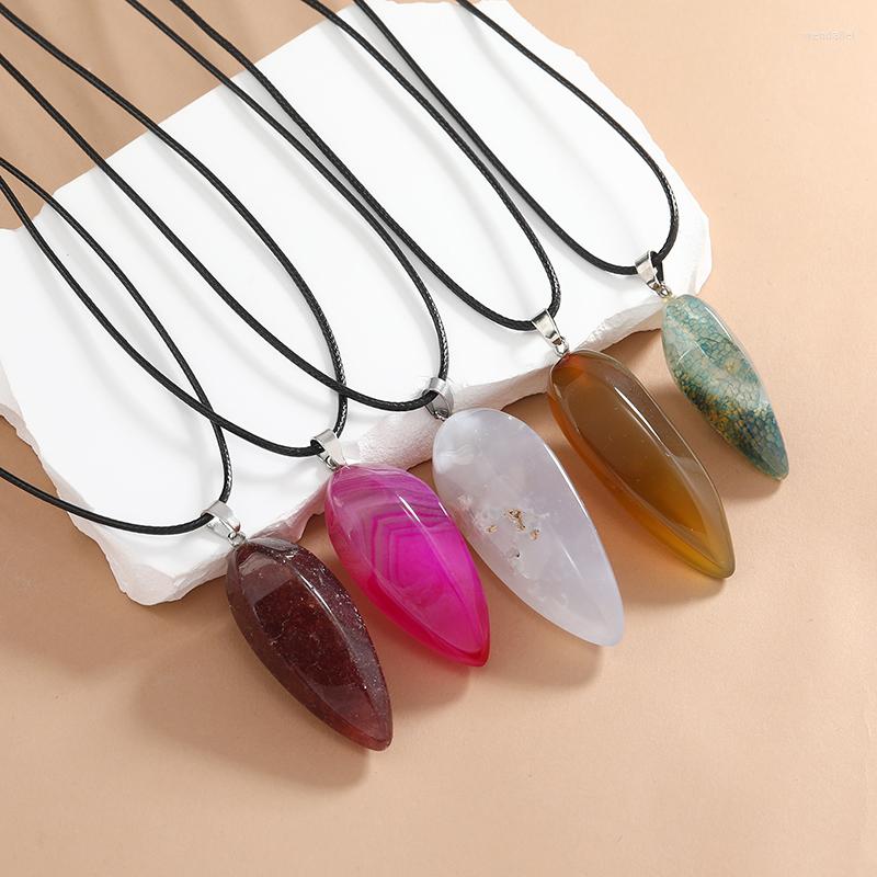 Pendant Necklaces Bohemia Long Ellipse Geometry Natural Stone Quartz Crystal Necklace Black Rope Chain For Women Men Jewelry Gifts
Pendant Necklaces Bohemia Long Ellipse Geometry Natural Stone Quartz Crystal Necklace Black Rope Chain For Women Men Jewelry Gifts