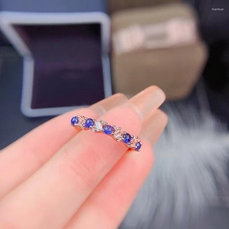Cluster Rings Natural Sapphire Ring 925 Silver Ladies Small Fresh And Simple Style 
Cluster Rings Natural Sapphire Ring 925 Silver Ladies Small Fresh And Simple Style