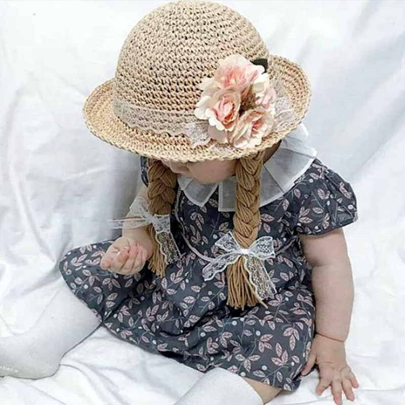 Caps Hats Spring Summer Baby Kids Girl Sun Block Hat Beach Hair Pigtail Braid Wig Cap Children Girls Flower Straw Hat Cap Arrivals 230313
Caps Hats Spring Summer Baby Kids Girl Sun Block Hat Beach Hair Pigtail Braid Wig Cap Children Girls Flower Straw Hat Cap Arrivals 230313