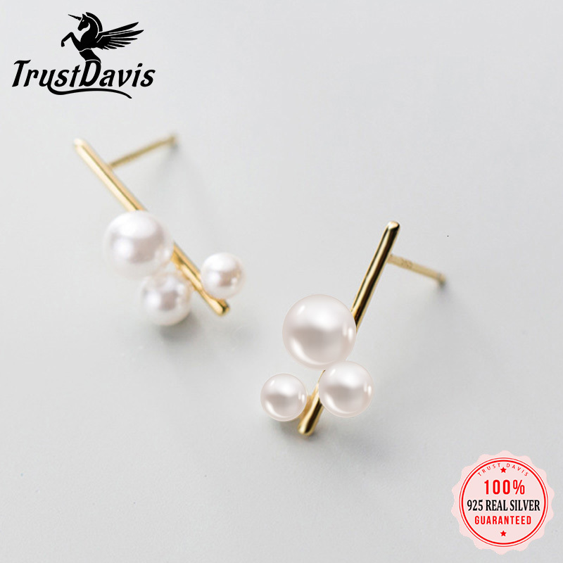 Charm TrustDavis 100% 925 Sterling Silver Stud Earrings Gold Stick with Pearls Women Wedding Jewelry Girls Gift DS2206 230313
Charm TrustDavis 100% 925 Sterling Silver Stud Earrings Gold Stick with Pearls Women Wedding Jewelry Girls Gift DS2206 230313