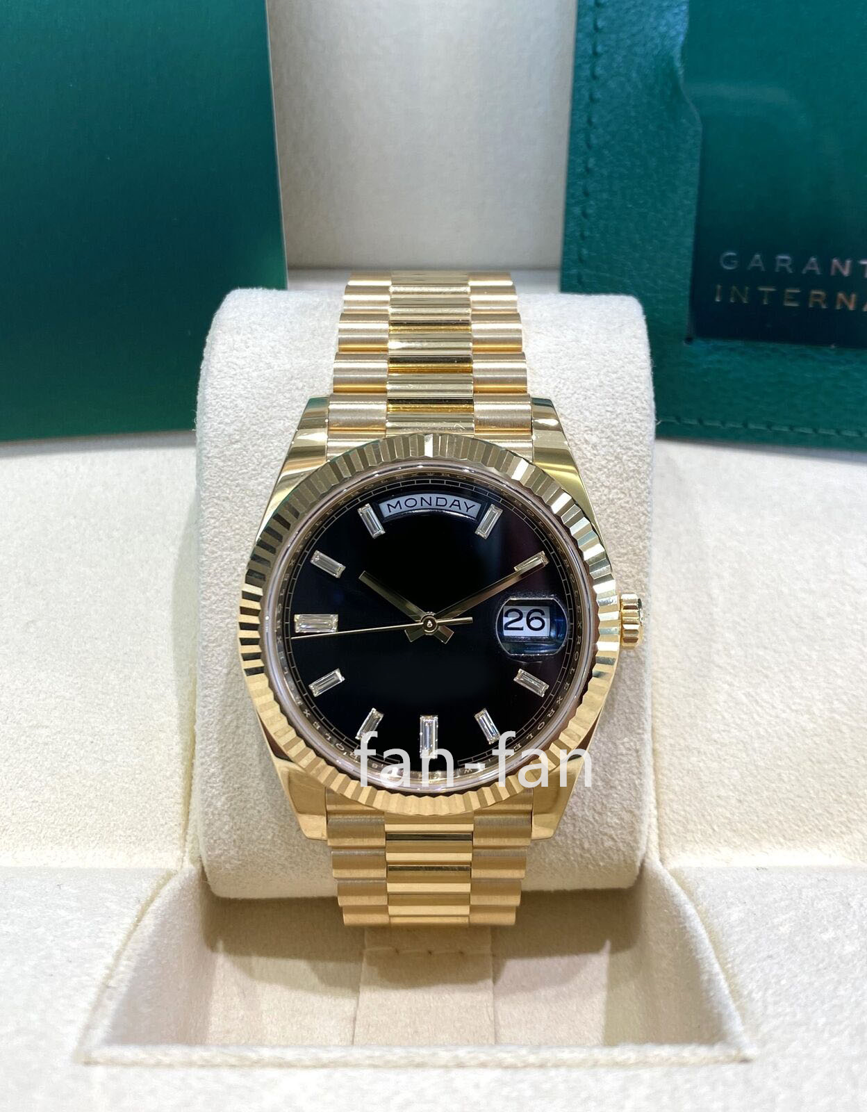 EWF Factory watch 3255 Day-Date 40 Black Baguette Diamond Dial 2022 Watch, 40mm Ref. 228238
EWF Factory watch 3255 Day-Date 40 Black Baguette Diamond Dial 2022 Watch, 40mm Ref. 228238