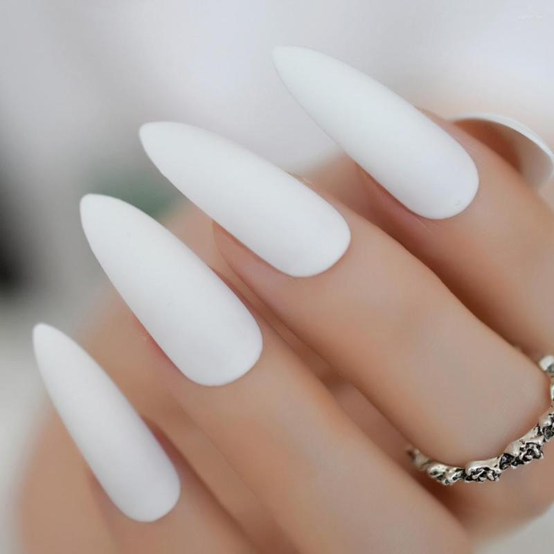 False Nails Super Long Frost Press On Custom Pure White Stiletto Artificial Nail Tips Sharp Kit With Adhesive Taps, Z751
False Nails Super Long Frost Press On Custom Pure White Stiletto Artificial Nail Tips Sharp Kit With Adhesive Taps, Z751