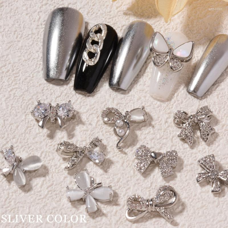 Nail Art Decorations 3D Charms Gems Metal Heart For Butterfly Nails Luxury Zirco