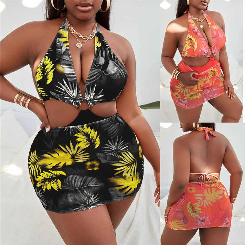 Monokinis Designer Luxury 2023 Large Split Bikini Digital Printing Gathering Link Mesh Skirt Swimsuit, Yellow leaves with black background
Monokinis Designer Luxury 2023 Large Split Bikini Digital Printing Gathering Link Mesh Skirt Swimsuit, Yellow leaves with black background