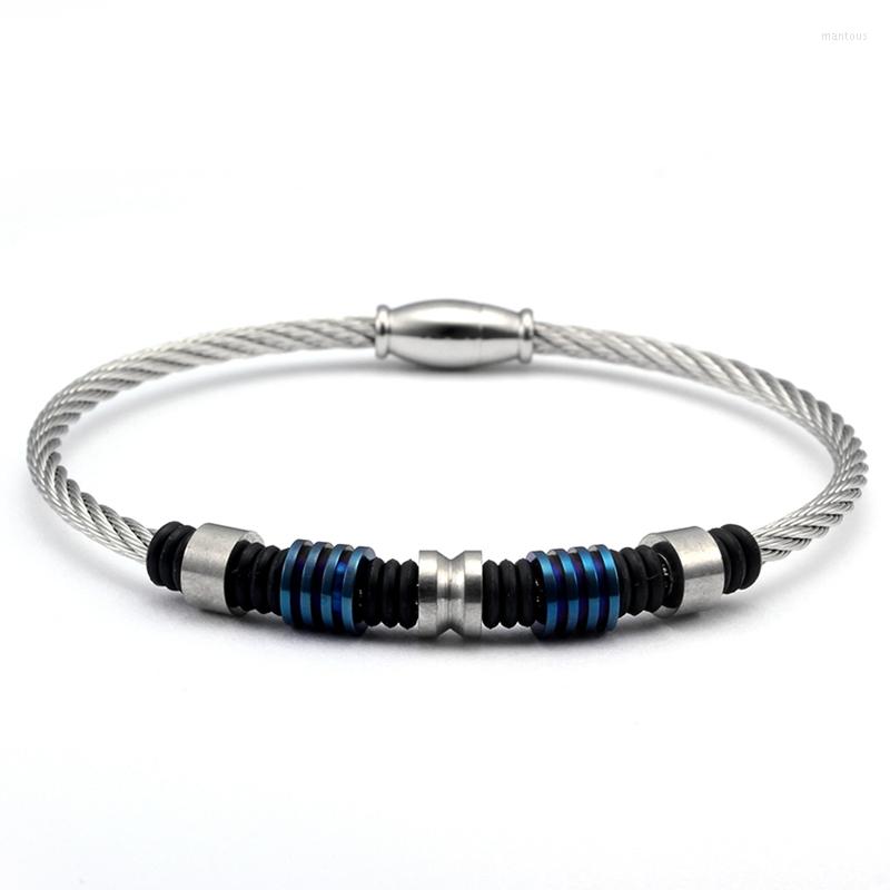 Strand Trendy Stainless Steel Blue Beads Bangles Men Boys Jewelry Unique Magnet Wire Cuff Braided Male Charm Bracelets
Strand Trendy Stainless Steel Blue Beads Bangles Men Boys Jewelry Unique Magnet Wire Cuff Braided Male Charm Bracelets