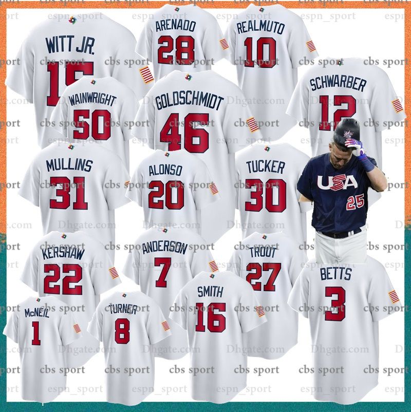 CUSTOM 2023 Men World Baseball Classic Team USA Jersey WBC Mike Trout Bobby Witt Jr. Nolan Arenado Clayton Kershaw Realmuto Betts Tucker Sch, #8 trea-turner
CUSTOM 2023 Men World Baseball Classic Team USA Jersey WBC Mike Trout Bobby Witt Jr. Nolan Arenado Clayton Kershaw Realmuto Betts Tucker Sch, #8 trea-turner