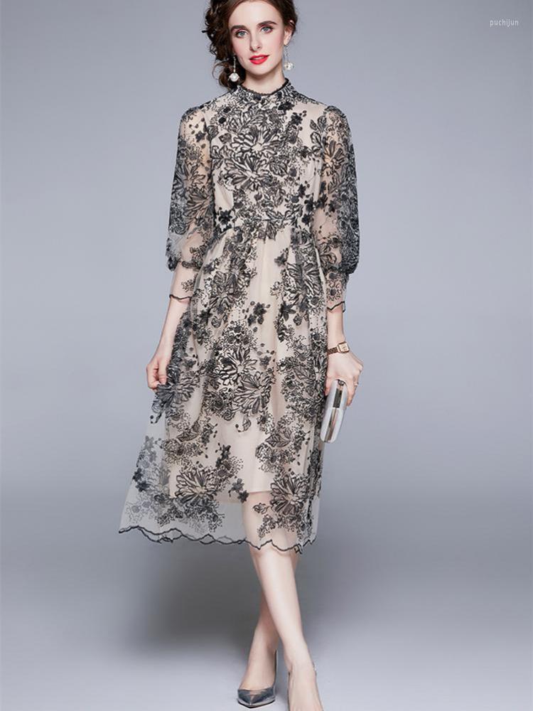 Casual Dresses Luxury Embroidery Mesh Dress Women Festa High Quality Long Elegant Wedding Party Robe Femme Vintage Designer Vestidos, Black
Casual Dresses Luxury Embroidery Mesh Dress Women Festa High Quality Long Elegant Wedding Party Robe Femme Vintage Designer Vestidos, Black