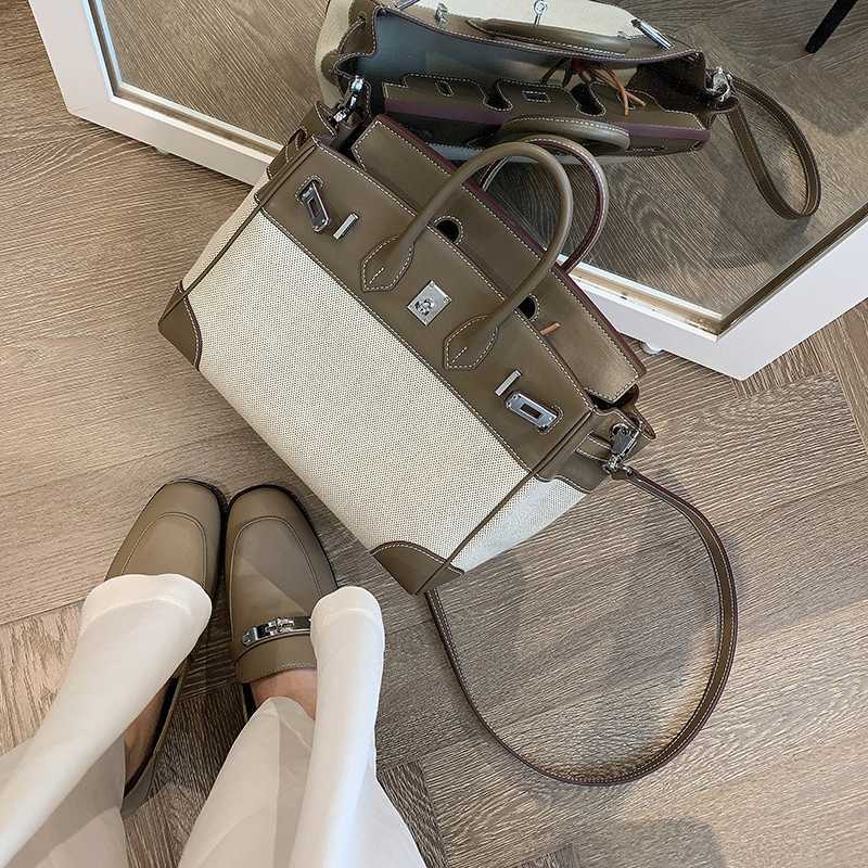 Luxury Bag Birkin BYCHANCE Small Family High end Canvas Top layer Cowhide One shoulder Crossbody Women's Handbag with logo, Caramel/25cm
Luxury Bag Birkin BYCHANCE Small Family High end Canvas Top layer Cowhide One shoulder Crossbody Women's Handbag with logo, Caramel/25cm