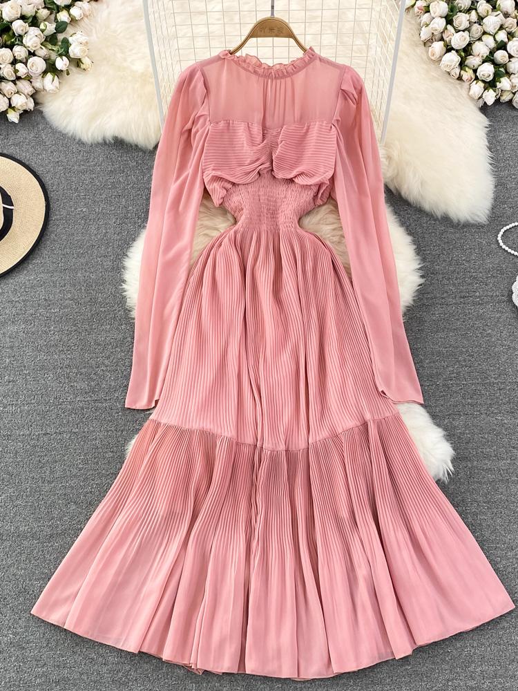 Casual Dresses Autumn Women Maxi Pink Dress Elegant Stand Collar Long Sleeve High Waisted Ladies Summer Cloting Slim A-line Vestidos Robe, Red
Casual Dresses Autumn Women Maxi Pink Dress Elegant Stand Collar Long Sleeve High Waisted Ladies Summer Cloting Slim A-line Vestidos Robe, Red