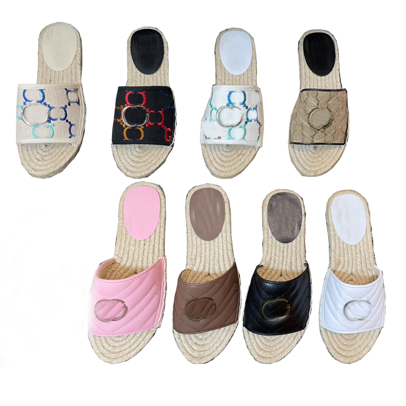 Flat Espadrille slippers Two Tone Canvas Sandals Leather Beach Weave fisherman's Shoe rubber sole women outdoor Sandal with Metal Double G Non-slip straw slides
Flat Espadrille slippers Two Tone Canvas Sandals Leather Beach Weave fisherman's Shoe rubber sole women outdoor Sandal with Metal Double G Non-slip straw slides