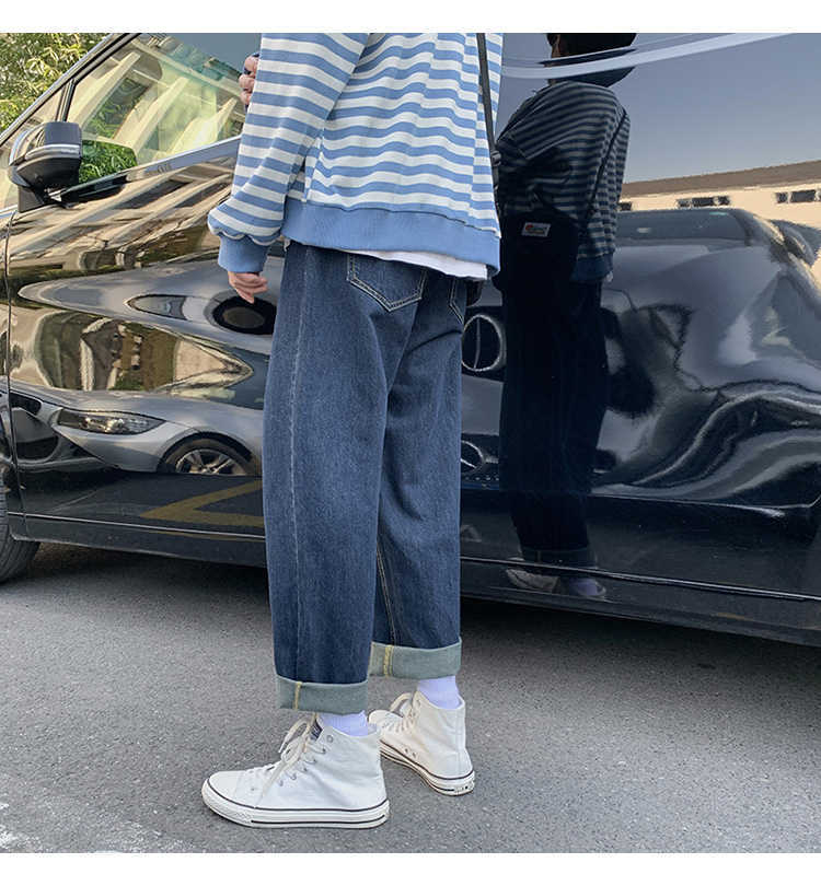 Men's Jeans 2022 Streetwear Baggy Jeans New Spring Summer Men Korean Fashion Loose Straight Wide Leg Pants Male Clothing Light blue Z0301