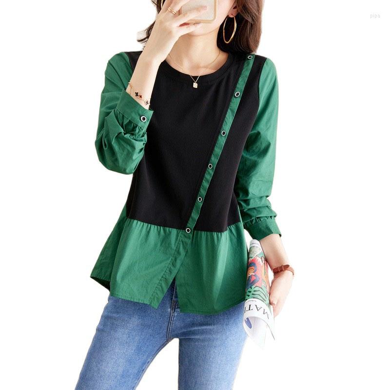 Women' Blouses Fashion Color Contrast Splice Women' Shirts 2023 Korean Autumn O-neck Pullovers Long Sleeve Blouse Lady Casual Female, Green
Women' Blouses Fashion Color Contrast Splice Women' Shirts 2023 Korean Autumn O-neck Pullovers Long Sleeve Blouse Lady Casual Female, Green