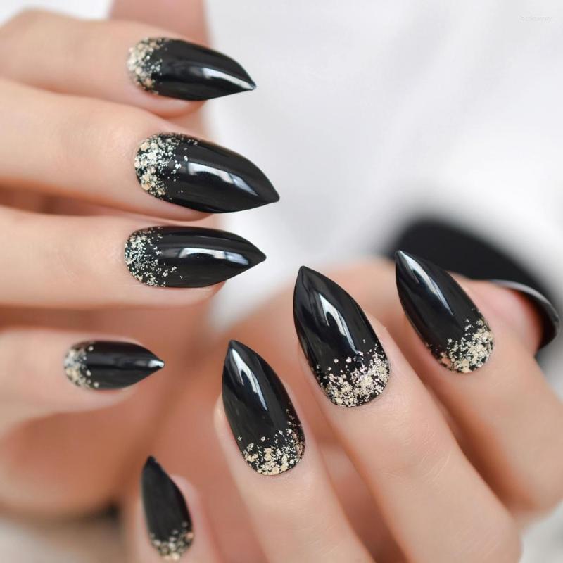 False Nails Classic Black French Stiletto Easy To Wear Bling Glitter Sharp Design 24pcs Press On DIY UV, L5050
False Nails Classic Black French Stiletto Easy To Wear Bling Glitter Sharp Design 24pcs Press On DIY UV, L5050