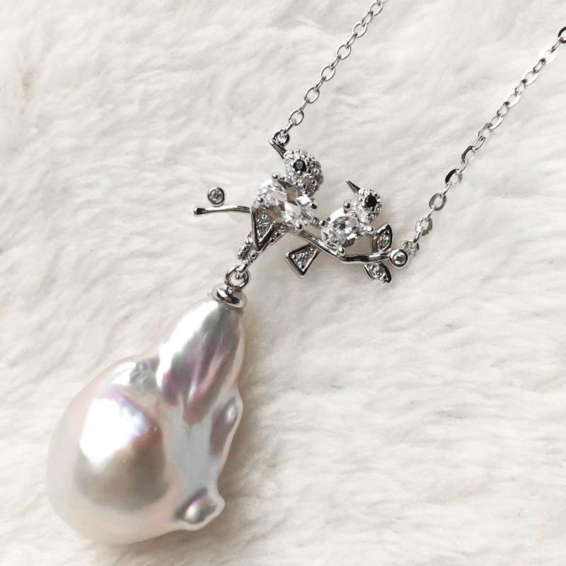 Chains Natural Fresh Baroque Pearl Necklace For Women Fine Jewelry Double Bird 925Sterling Silver With Cubic Zircon
Chains Natural Fresh Baroque Pearl Necklace For Women Fine Jewelry Double Bird 925Sterling Silver With Cubic Zircon