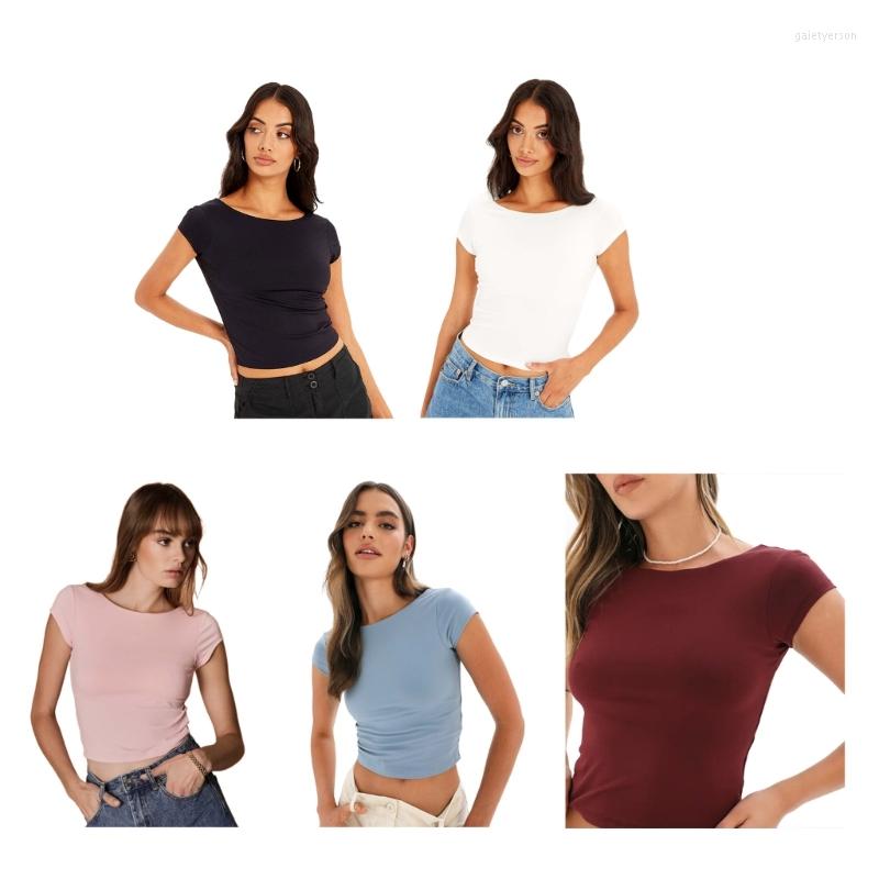 Women' T Shirts Women Short Sleeve O-Neck Backless Slim-Fitted Crop Top Summer Cut Out Open Back Solid Color Bodycon T-Shirt Streetwear, Black
Women' T Shirts Women Short Sleeve O-Neck Backless Slim-Fitted Crop Top Summer Cut Out Open Back Solid Color Bodycon T-Shirt Streetwear, Black