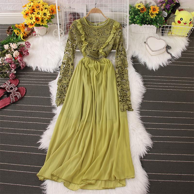 Casual Dresses ZCWXM Women Lace Dress French Elegant Long Sleeve Party Chiffon Pleat Hook Flower Hollowed Out Slim Night Maxi Pink/Green, Black
Casual Dresses ZCWXM Women Lace Dress French Elegant Long Sleeve Party Chiffon Pleat Hook Flower Hollowed Out Slim Night Maxi Pink/Green, Black