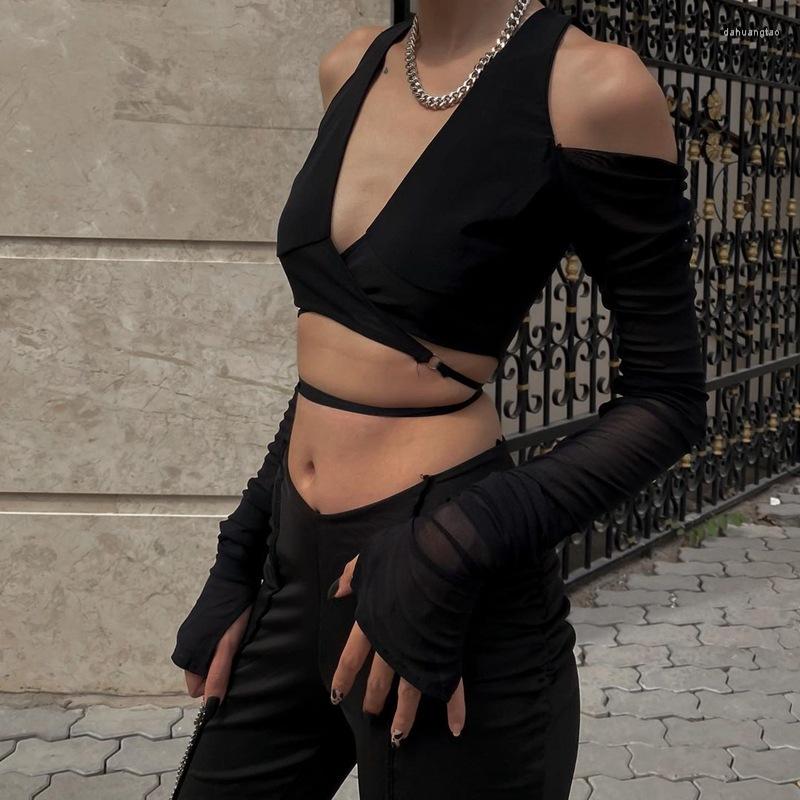 Women' Tanks Women Bandage Cardigan Shirt V-neck Solid Color Casual Cold Shoulder Long Sleeve Crop Tops Streetwear, Black
Women' Tanks Women Bandage Cardigan Shirt V-neck Solid Color Casual Cold Shoulder Long Sleeve Crop Tops Streetwear, Black