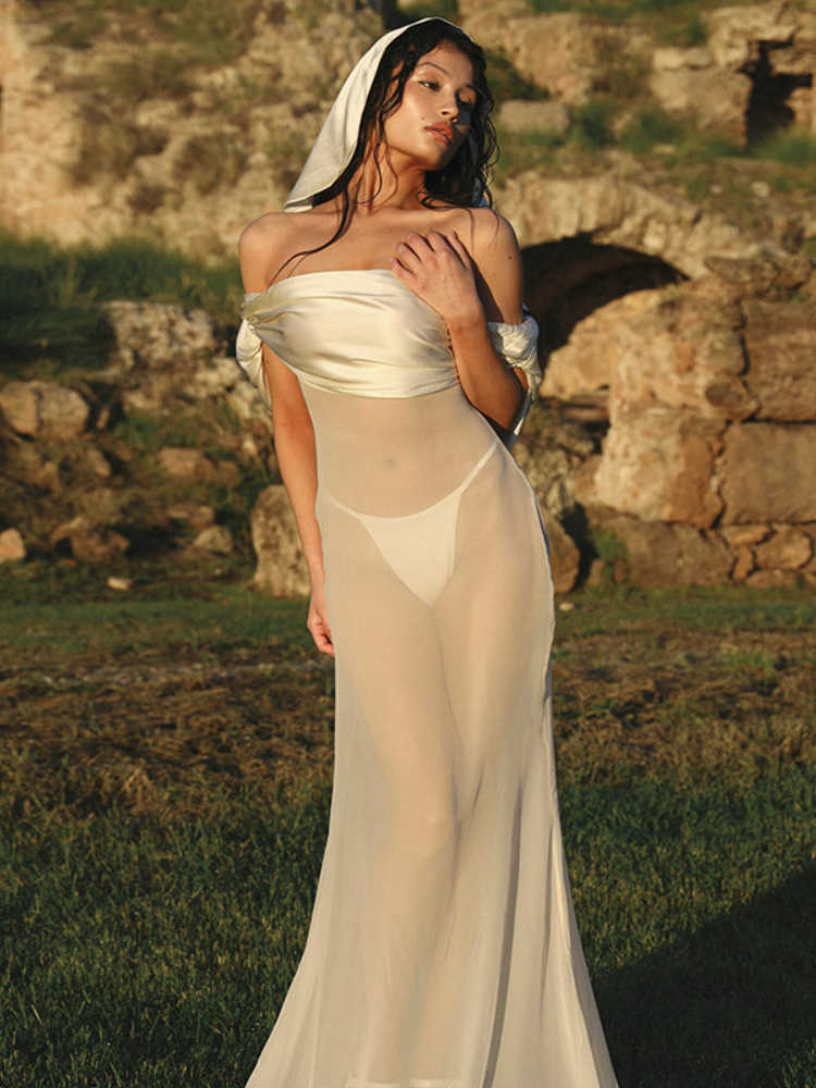 Casual Dresses White Mesh Off The Shoulder Maxi Dress Sexy See Through Slim Evening Party Dress Summer Fashion Patchwork Long Club Outfits 2023 Z0306
Casual Dresses White Mesh Off The Shoulder Maxi Dress Sexy See Through Slim Evening Party Dress Summer Fashion Patchwork Long Club Outfits 2023 Z0306