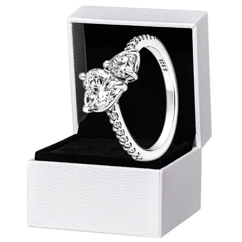New arrival Double Heart Sparkling Ring Solid 925 Silver Women girlfriend Gift Jewelry For pandora Lover CZ diamond Rings with Original box Set
New arrival Double Heart Sparkling Ring Solid 925 Silver Women girlfriend Gift Jewelry For pandora Lover CZ diamond Rings with Original box Set