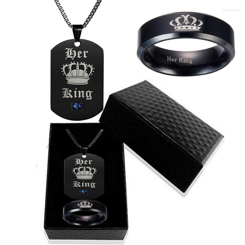 Necklace Earrings Set His Queen Her Couple Stainless Steel Crystal Charm Ring For Men Bangles Jewelry Gift Box, Picture shown
Necklace Earrings Set His Queen Her Couple Stainless Steel Crystal Charm Ring For Men Bangles Jewelry Gift Box, Picture shown