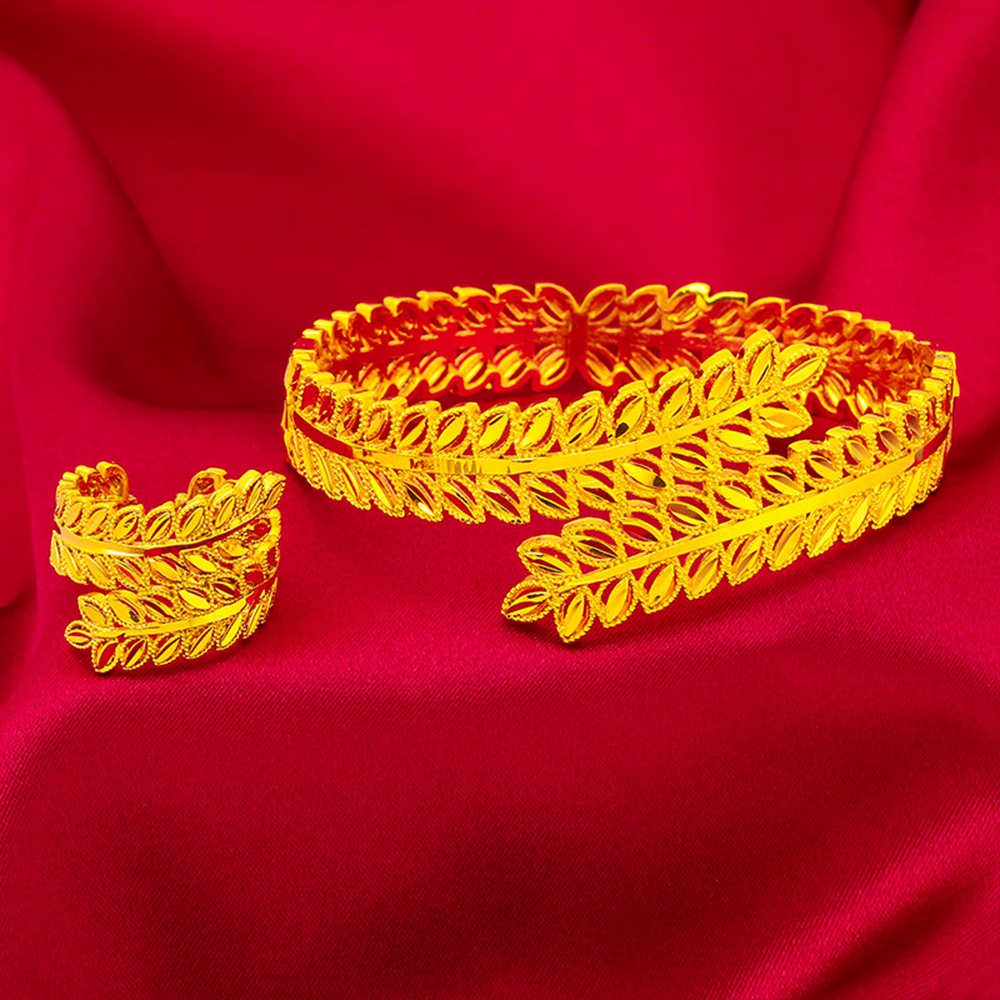 Wheat Shaped Women Bangle Bracelet Ring Set 18k Yellow Gold Filled Classic Wedding Party Fashion Jewelry Gift
Wheat Shaped Women Bangle Bracelet Ring Set 18k Yellow Gold Filled Classic Wedding Party Fashion Jewelry Gift