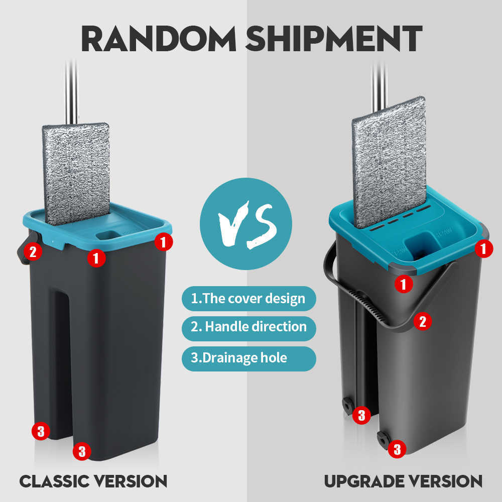 New New Flat Squeeze And Bucket Hand Free Wringing Cleaning Microfiber Mop Pads Wet Or Dry Usage On Hardwood Laminate Tile