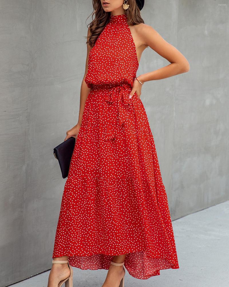 Casual Dresses Women Dot Print Long Dress Party Elegant Sleeveless Halter Neck Backless Waist Tie-Up Maxi Boho Beach Sexy Summer 2023, Black
Casual Dresses Women Dot Print Long Dress Party Elegant Sleeveless Halter Neck Backless Waist Tie-Up Maxi Boho Beach Sexy Summer 2023, Black