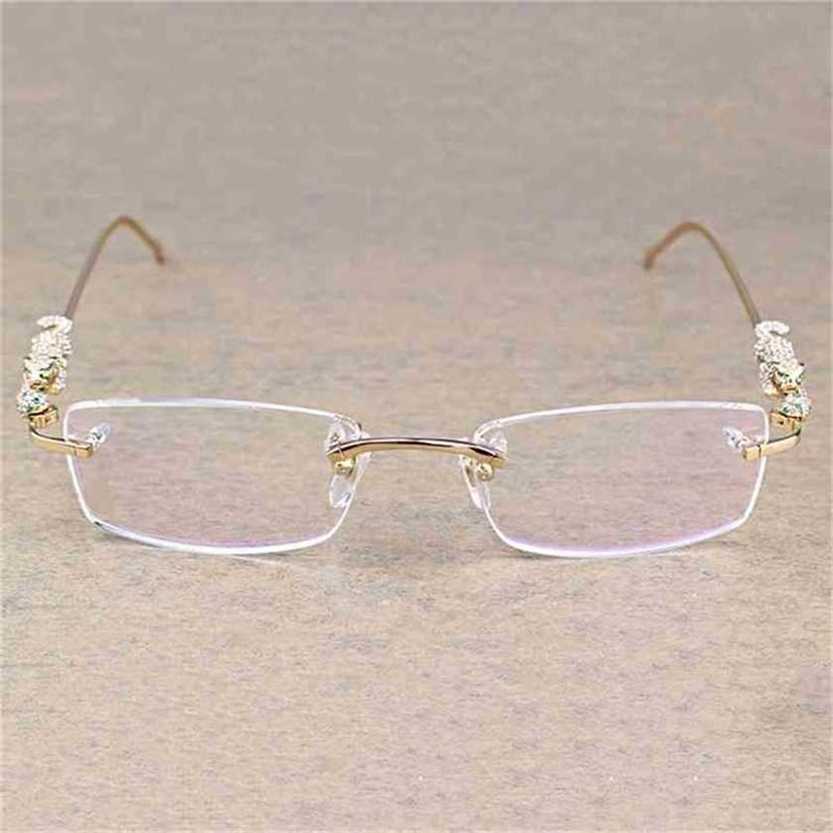 Sunglasses Vintage Leopard Rimless Clear Stone Transparent Glasses Frame Luxury Eyewear Men Accessories Oculos Eyeglasses 6384Kajia 2023
Sunglasses Vintage Leopard Rimless Clear Stone Transparent Glasses Frame Luxury Eyewear Men Accessories Oculos Eyeglasses 6384Kajia 2023