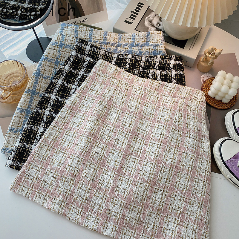 Skirts Gagarich Woman Plaid Skirt Spring Style Korean Version Slimming Sweet High-waisted A-line Short Skirt Mini Girl Bottoms 230313
