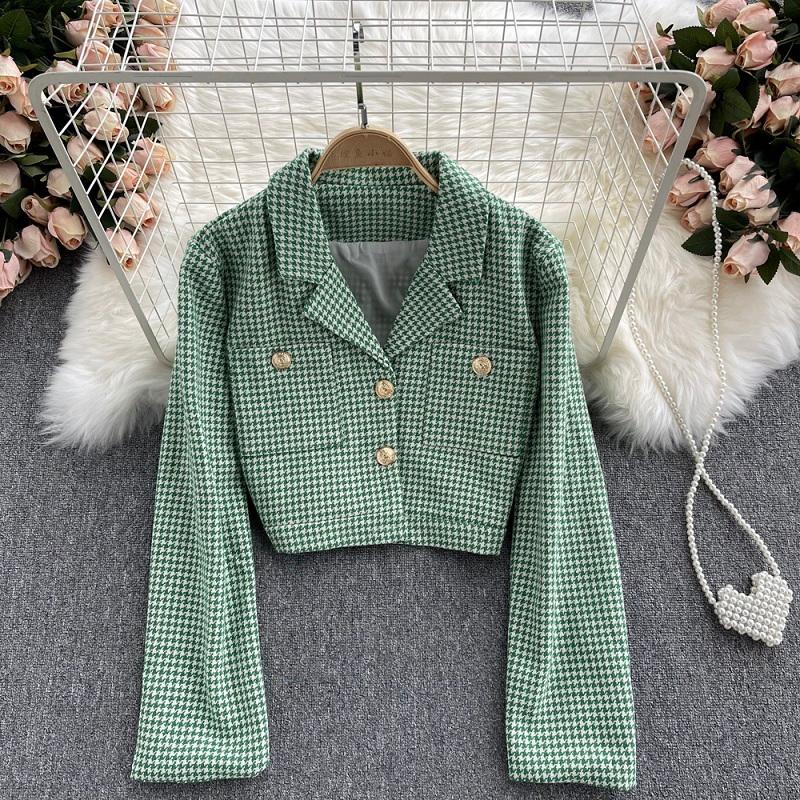 Women's Jackets Korean Retro Houndstooth Short Single-breasted Cardigan Autumn Winter Fashion All-match Lapel Top KK1324, Black
Women's Jackets Korean Retro Houndstooth Short Single-breasted Cardigan Autumn Winter Fashion All-match Lapel Top KK1324, Black