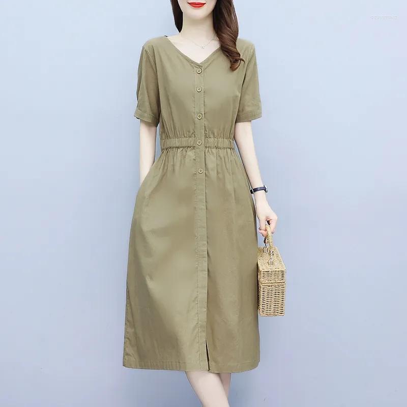 Party Dresses 2023 Summer Women's Cotton And Linen Dress Solid Color Short Sleeve Fashion Large Size Fake Cardigan Vestidos Elegant 4XL, Khaki
Party Dresses 2023 Summer Women's Cotton And Linen Dress Solid Color Short Sleeve Fashion Large Size Fake Cardigan Vestidos Elegant 4XL, Khaki