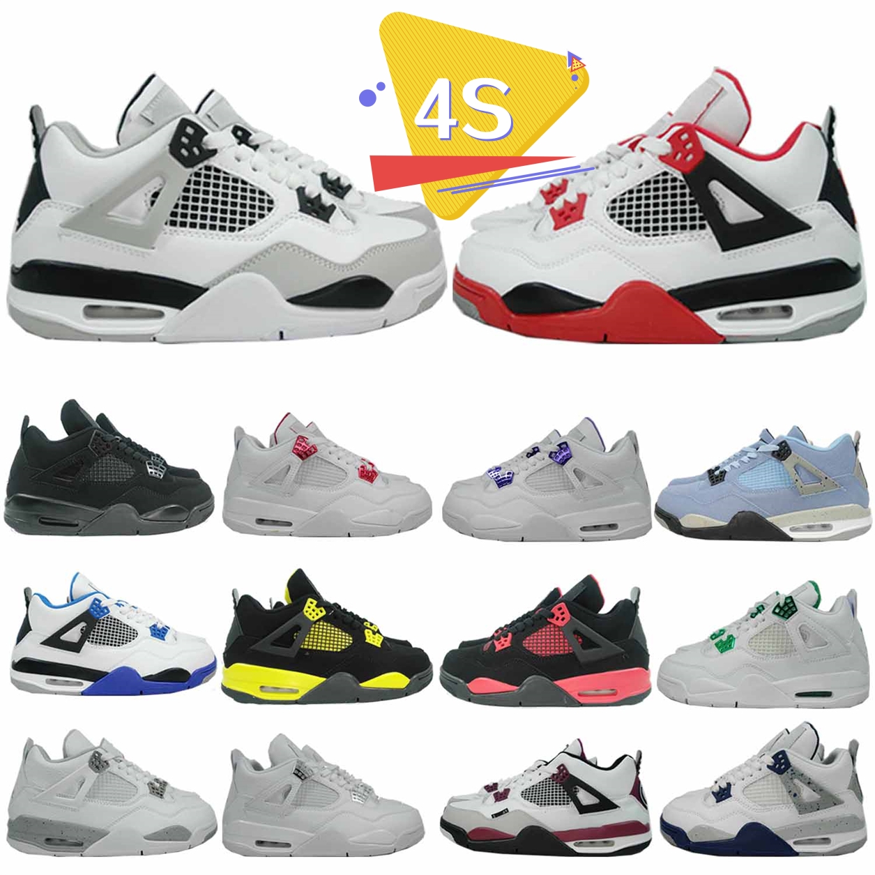 Jumpman 4 4s Men Basketball Shoes Women Trainers Sneakers Red Thunder Black Cat Sail Lightning University Blue White Oreo Cactus Jack Cool Grey, #j407
Jumpman 4 4s Men Basketball Shoes Women Trainers Sneakers Red Thunder Black Cat Sail Lightning University Blue White Oreo Cactus Jack Cool Grey, #j407