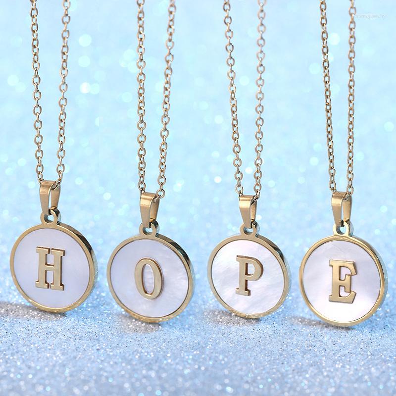 Pendant Necklaces Stainless Steel Shell Letter Necklace Round White A To Z Alphabet Choker Trendy Women Charm Jewelry
Pendant Necklaces Stainless Steel Shell Letter Necklace Round White A To Z Alphabet Choker Trendy Women Charm Jewelry