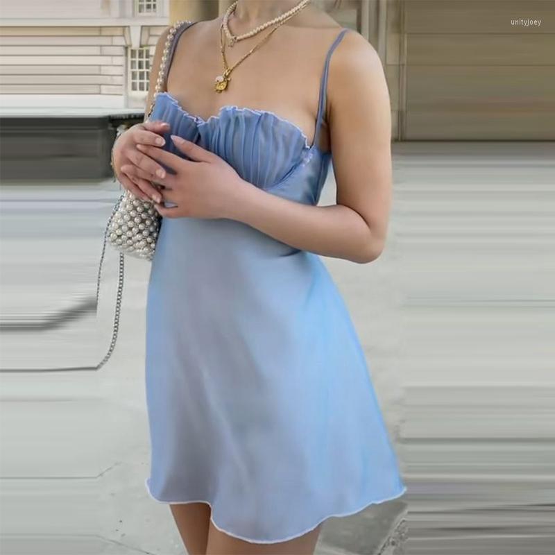 Casual Dresses Y2K Fairy Sweet Girl Blue Mini Dress Elegant Women Low Cut Folds Chest Wrap A-line Birthday Party Night Evening Streetwear
Casual Dresses Y2K Fairy Sweet Girl Blue Mini Dress Elegant Women Low Cut Folds Chest Wrap A-line Birthday Party Night Evening Streetwear