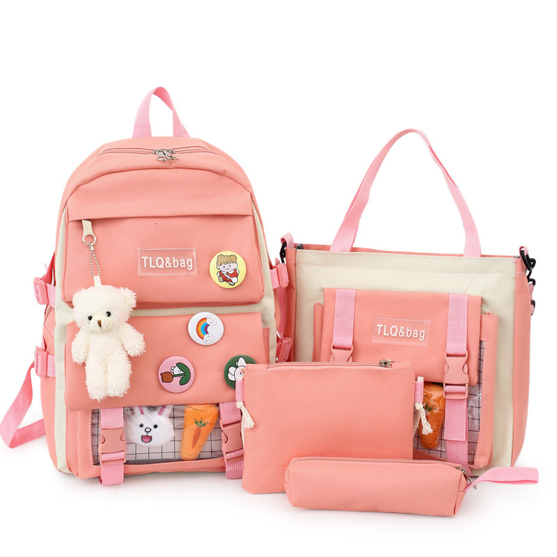 School Bags TRAVEASY 4 Pcs Set High Nylon Kawaii Backpack Fashion Book Female with Plush Pendant Cute 230313, Purple lady bags
School Bags TRAVEASY 4 Pcs Set High Nylon Kawaii Backpack Fashion Book Female with Plush Pendant Cute 230313, Purple lady bags