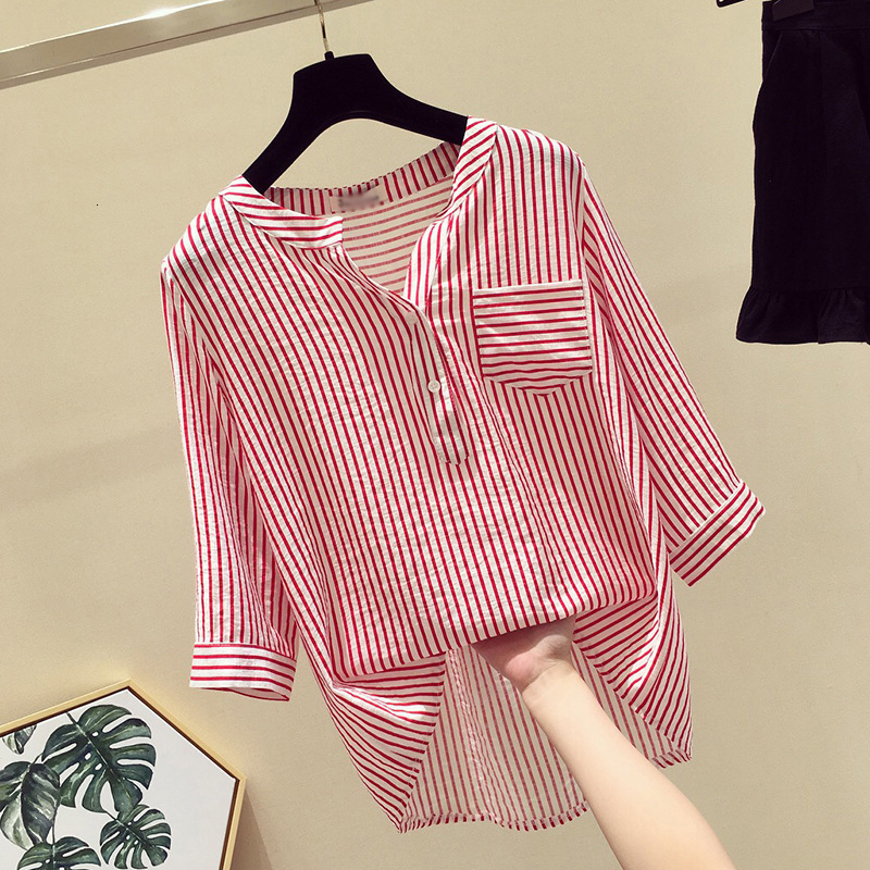 Women's Blouses Shirts Striped Shirt Female Summer Chiffon Loose V Collar Blouse Clothes Three Quarter Sleeved Casual Fashion Girl Top Shirts H9006 230313, Blue
Women's Blouses Shirts Striped Shirt Female Summer Chiffon Loose V Collar Blouse Clothes Three Quarter Sleeved Casual Fashion Girl Top Shirts H9006 230313, Blue